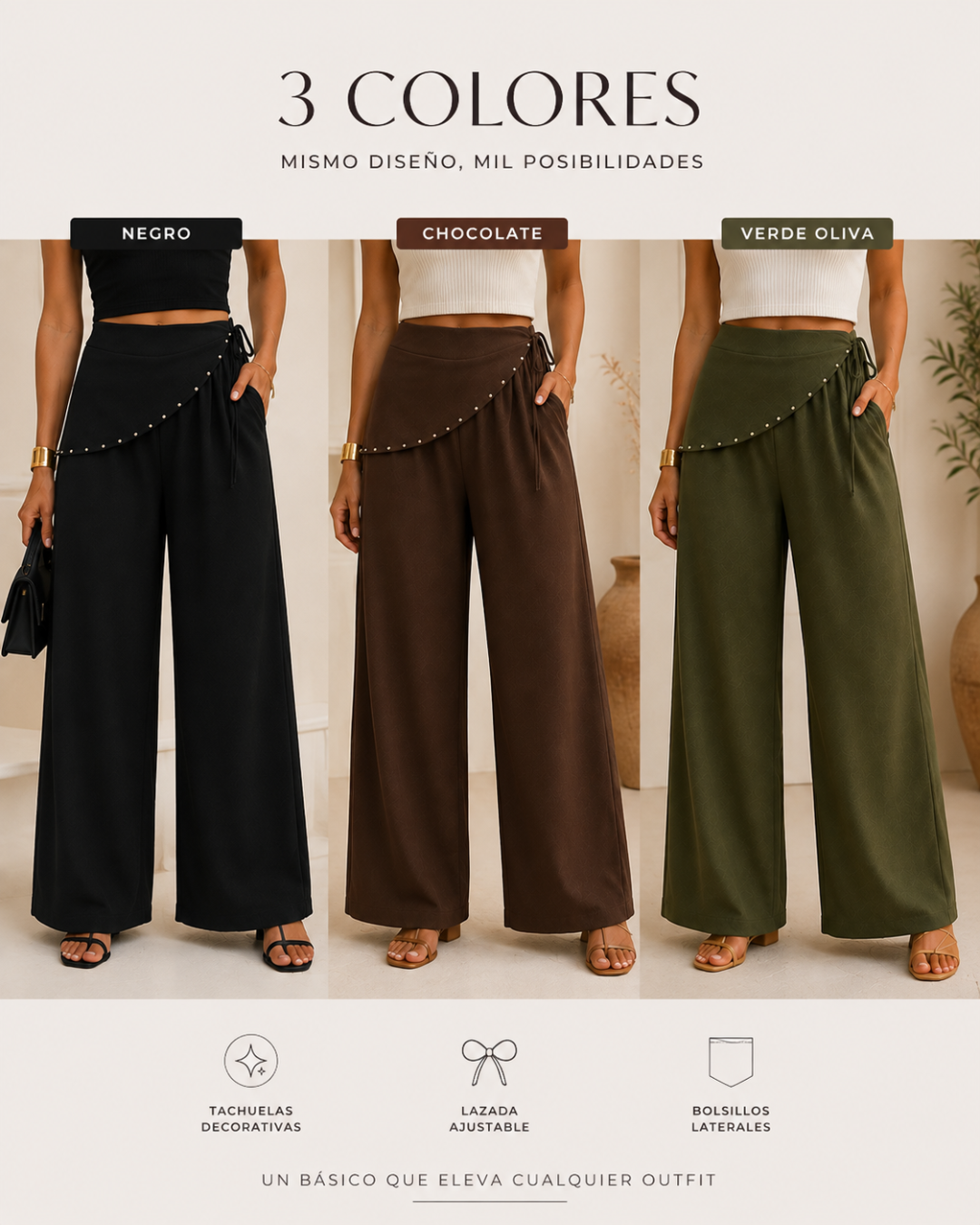 Pantalón amplio con Tachuelas