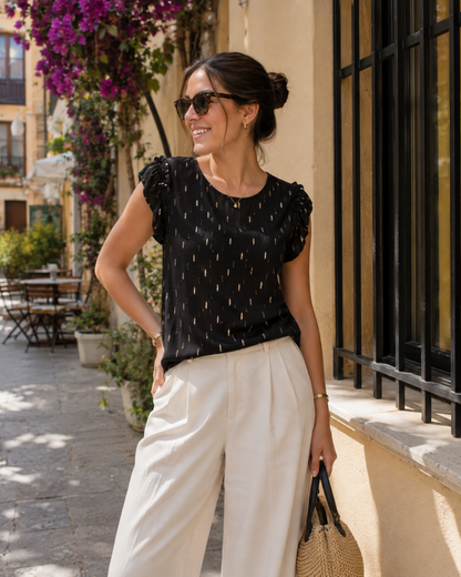 Blusa de Brillos y Volantes