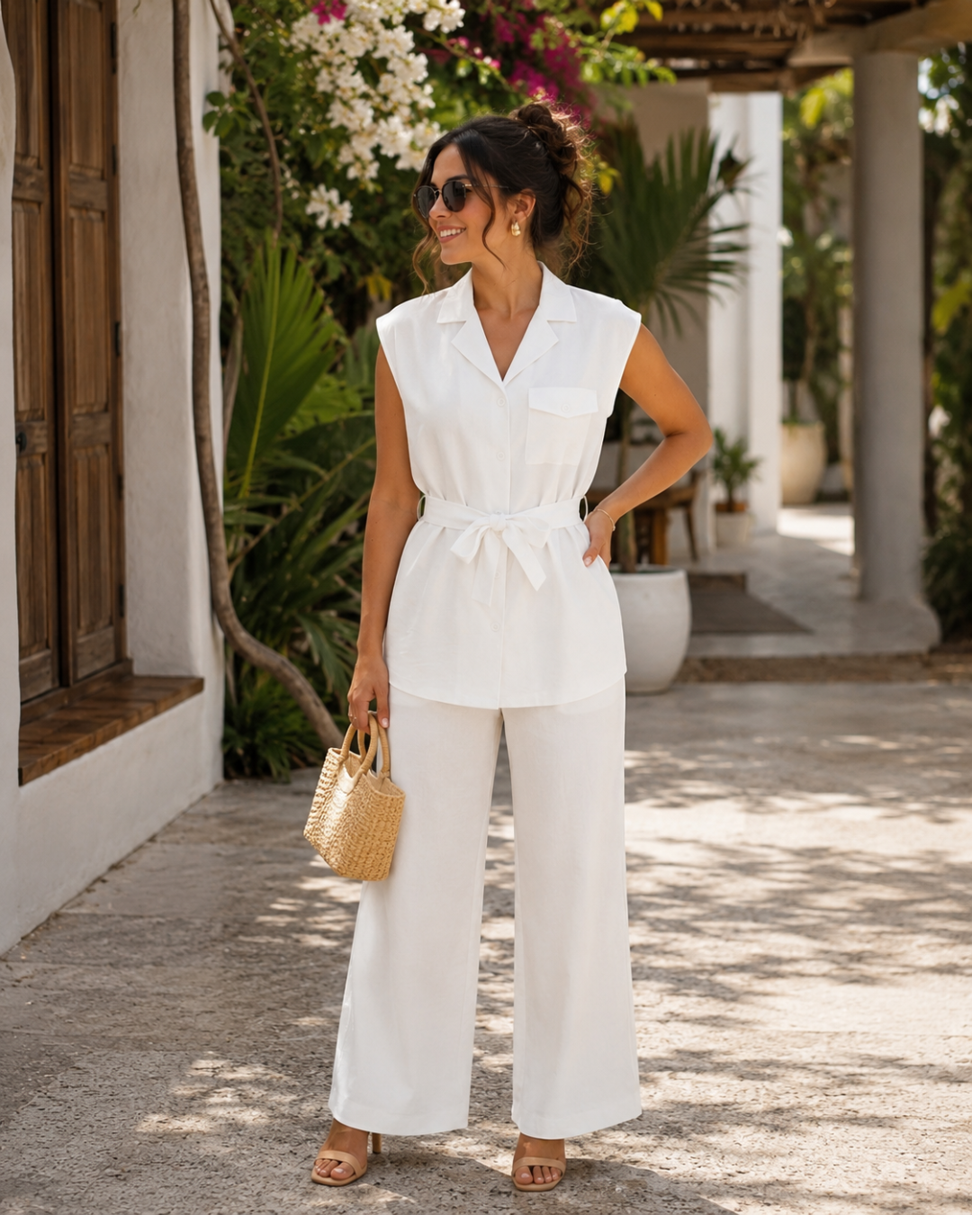 Conjunto sin Manga y Pantalón Palazzo