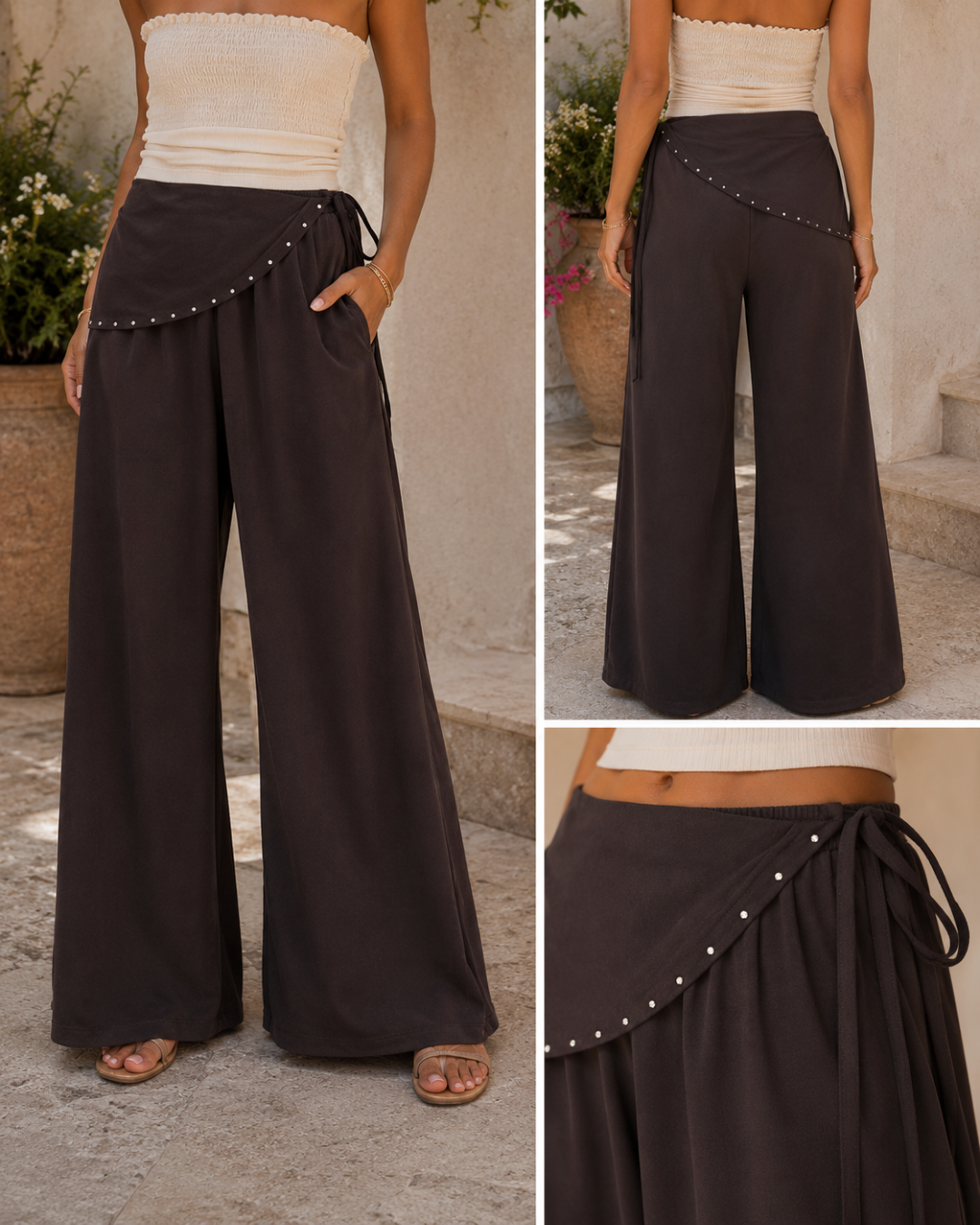 Pantalón amplio con Tachuelas