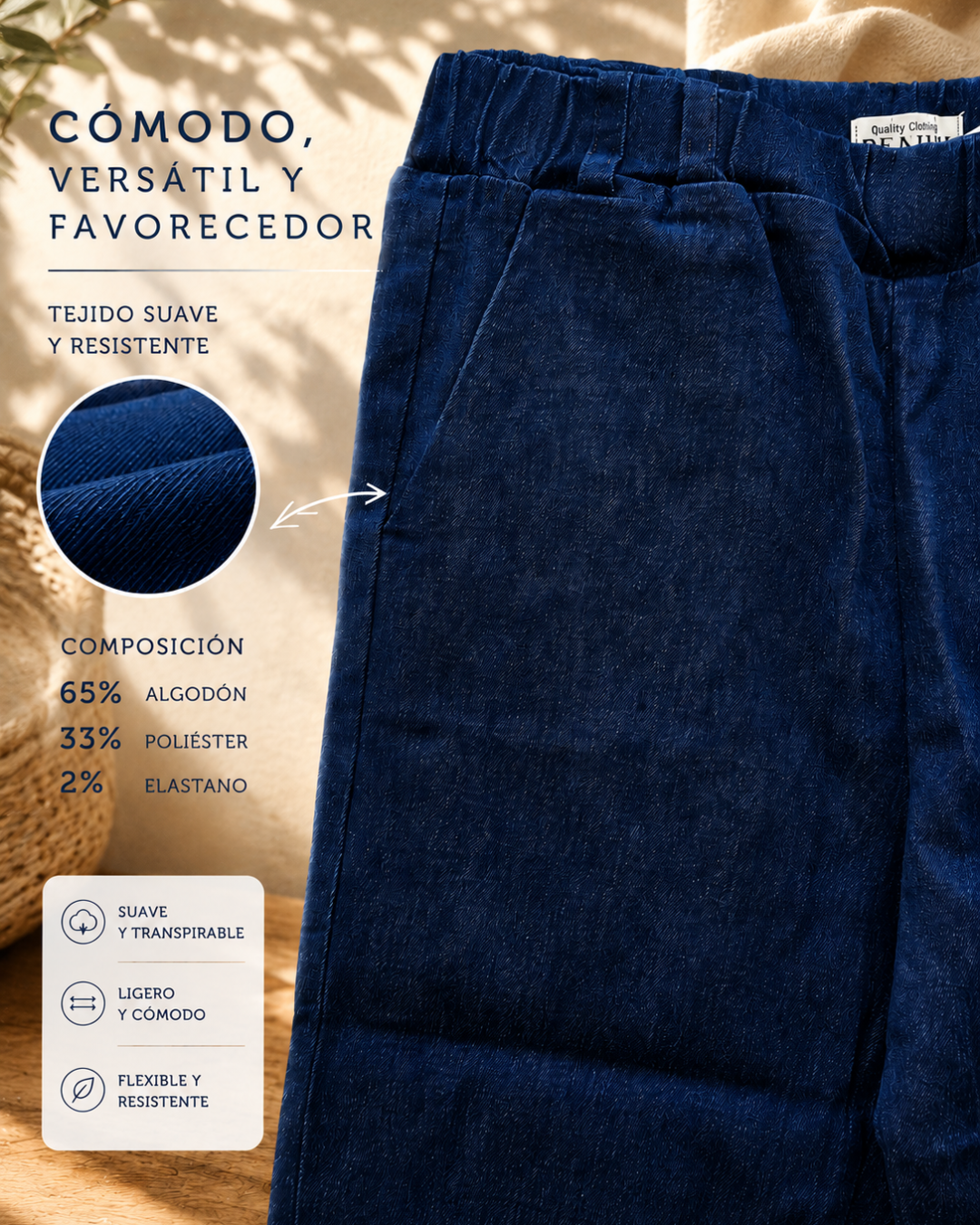 Pantalón Denim Elástico