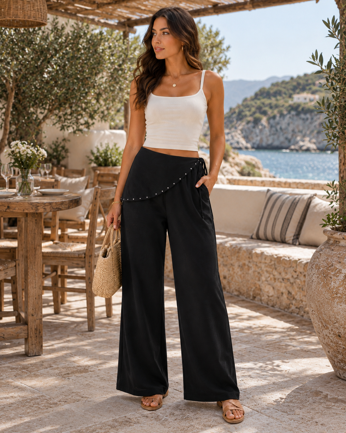 Pantalón amplio con Tachuelas