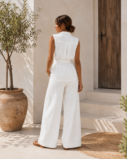 Conjunto sin Manga y Pantalón Palazzo